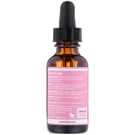 Psoriasis, Hudbehandling, Rött Hallon, Homeopati: Leven Rose, 100% Pure & Organic, Red Raspberry Seed Oil, 1 fl oz (30 ml)
