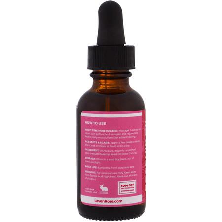 Fläck, Akne, Serum, Behandlingar: Leven Rose, 100% Pure & Organic Rosehip Oil, 1 fl oz (30 ml)