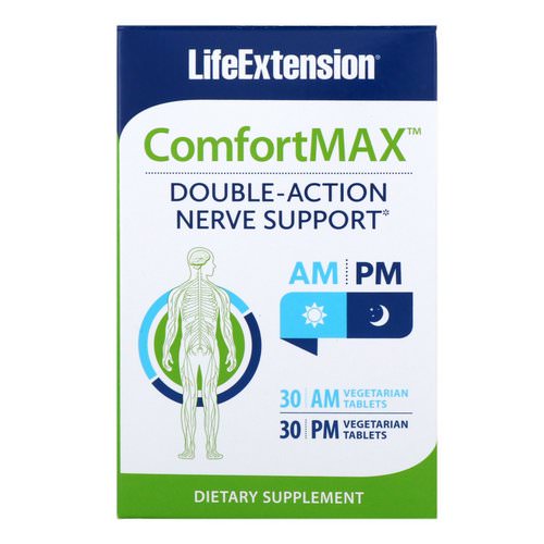Life Extension, ComfortMax, Double-Action Nerve Support, For AM & PM, 30 Vegetarian Tablets Each Review