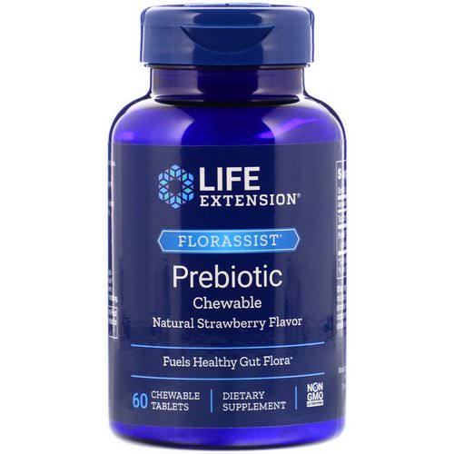 Life Extension, Florassist Prebiotic Chewable, Natural Strawberry Flavor, 60 Chewable Tablets Review