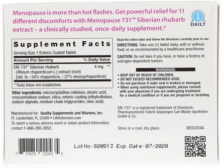 Women's Hormon Support, Bath, Women's Health, Supplements: Life Extension, Menopause 731, 30 Tablets