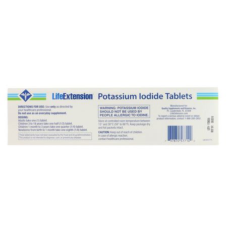 Kalium, Mineraler, Kosttillskott: Life Extension, Potassium Iodide Tablets, 130 mg, 14 Tablets