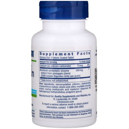 Bromelain, Matsmältning, Kosttillskott: Life Extension, Specially-Coated Bromelain, 500 mg, 60 Enteric Coated Tablets