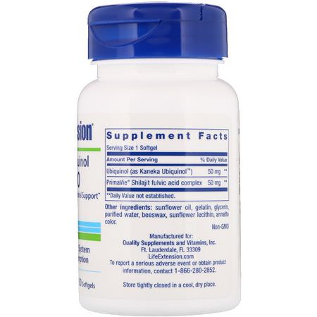 Coq10, Ubiquinol, Antioxidanter, Kosttillskott: Life Extension, Super Ubiquinol CoQ10 with Enhanced Mitochondrial Support, 50 mg, 30 Softgels