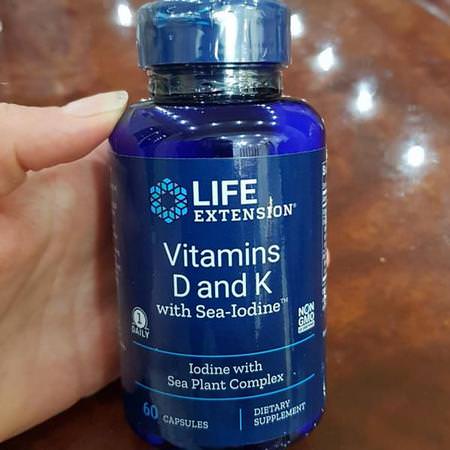 Life Extension, Vitamins D and K with Sea-Iodine, 60 Capsules