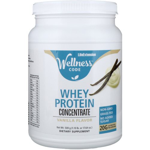 Life Extension, Wellness Code, Whey Protein Concentrate, Vanilla Flavor, 1.1 lbs (500 g) Review