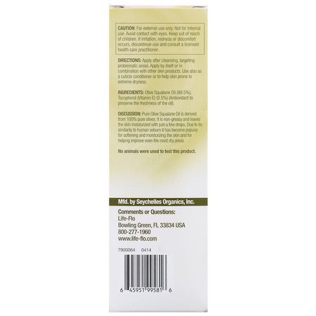 Nagelvård, Nagelvård, Bad, Ansiktsoljor: Life-flo, Pure Olive Squalane Oil, 2 fl oz (60 ml)