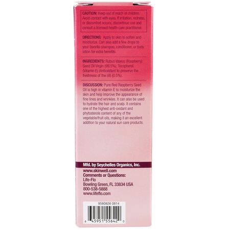Hudbehandling, Rött Hallon, Homeopati, Örter: Life-flo, Pure Red Raspberry Seed Oil, 2 fl oz (60 ml)