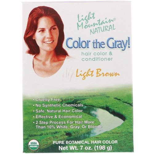 Light Mountain, Color the Gray! Natural Hair Color & Conditioner, Light Brown, 7 oz (198 g) Review