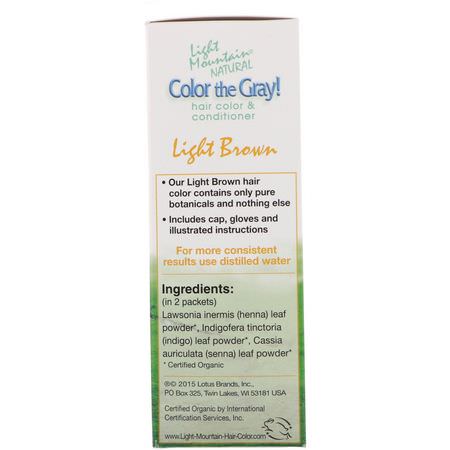 Henna, Hårfärg, Hårvård, Bad: Light Mountain, Color the Gray! Natural Hair Color & Conditioner, Light Brown, 7 oz (198 g)