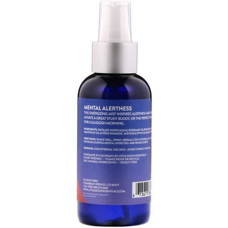 Eterisk Oljespray, Doft, Eteriska Oljor, Aromaterapi: Little Moon Essentials, Clear Mind, Mental Alertness and Energizing Mist, 4 fl oz (118 ml)