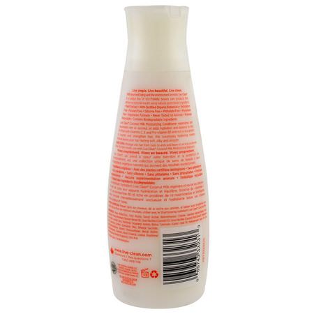 Balsam, Hårvård, Bad: Live Clean, Moisturizing Conditioner, Coconut Milk, 12 fl oz (350 ml)