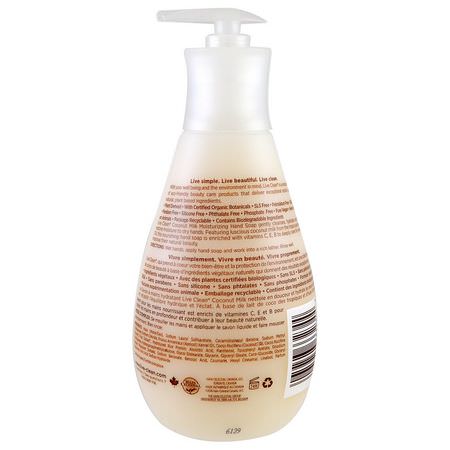 Handtvål, Dusch, Bad: Live Clean, Moisturizing Liquid Hand Soap, Coconut Milk, 17 fl oz (500 ml)