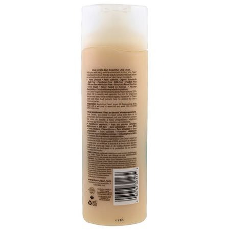 Duschgel, Kroppstvätt, Dusch, Bad: Live Clean, Replenishing Body Wash, Argan Oil, 17 fl oz (500 ml)