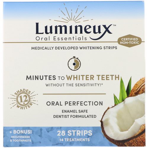 Lumineux Oral Essentials, Whitening Strips, 28 Strips + Bonus Mouthwash & Toothpaste, 28 Strips Review