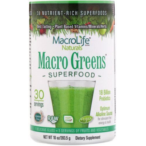 Macrolife Naturals, Macro Greens, Nutrient - Rich Superfoods, 10 oz (283.5 g) Review