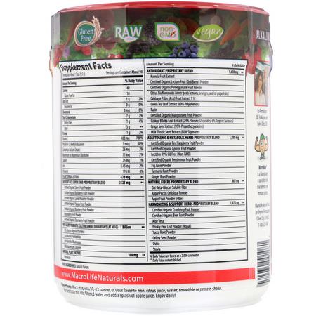Fruit, Superfoods, Green, Supplements: Macrolife Naturals, Miracle Reds, Superfood, Goji- Pomegranate- Acai- Mangosteen, 1.9 lbs (850 g)