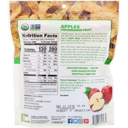 Vegetabiliska Mellanmål, Äpplen, Superfood: Made in Nature, Organic Dried Apple Rings, Hardcored Supersnacks, 3 oz (85 g)