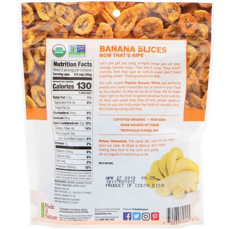 Vegetabiliska Mellanmål, Bananer, Superfood: Made in Nature, Organic Dried Banana Slices, Soft & Chewy Supersnacks, 4 oz (113 g)