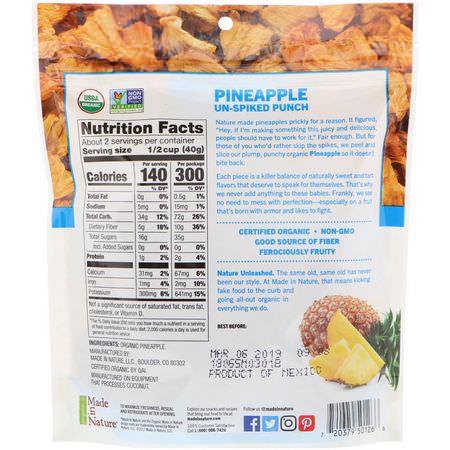 Vegetabiliska Mellanmål, Ananas, Superfood: Made in Nature, Organic Dried Pineapple, Bold & Gold Supersnacks, 3 oz (85 g)