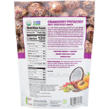 Fikon, Grönsaker, Grönsaksnacks, Frukt: Made in Nature, Organic Figgy Pops, Cranberry Pistachio Supersnacks, 4.2 oz (119 g)