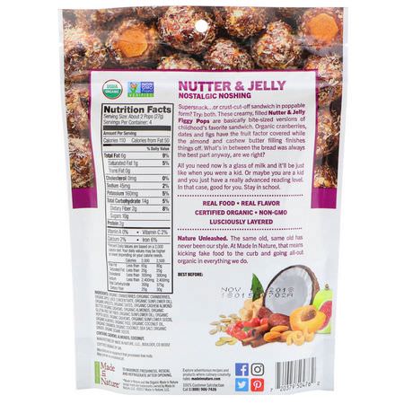 Vegetabiliska Mellanmål, Fikon, Superfood: Made in Nature, Organic Figgy Pops, Nutter & Jelly Supersnacks, 3.8 oz (108 g)