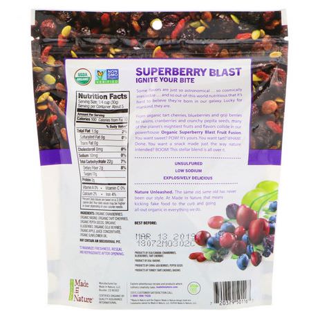Vegetabiliska Mellanmål, Blandad Frukt, Superfood: Made in Nature, Organic Fruit Fusion, Superberry Blast Supersnacks, 5 oz (142 g)