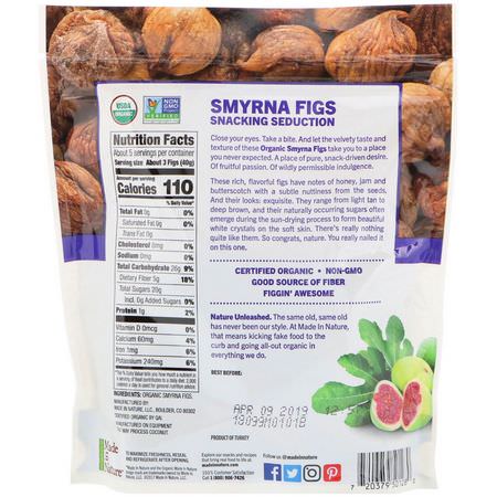 Vegetabiliska Mellanmål, Fikon, Superfood: Made in Nature, Organic Dried Smyrna Figs, Soft & Sultry Supersnacks, 7 oz (198 g)