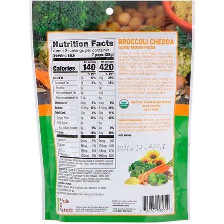Vegetabiliska Mellanmål, Frukt, Mellanmål: Made in Nature, Organic Veggie Pops, Broccoli Chedda Supersnacks, 3 oz (85 g)