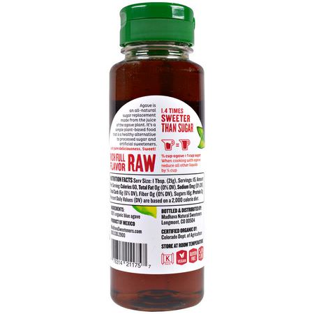 Agave Nectar, Sweeteners, Honey: Madhava Natural Sweeteners, Organic Amber Raw Blue Agave, 11.75 oz (333 g)