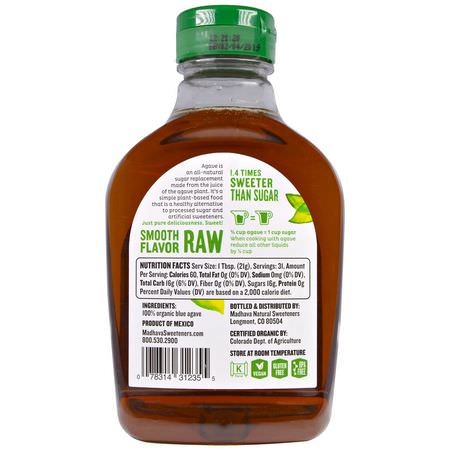Agave Nectar, Sweeteners, Honey: Madhava Natural Sweeteners, Organic Fair Trade Raw Blue Agave, 1.5 lbs (667 g)