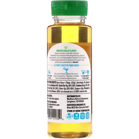 Agave Nectar, Sweeteners, Honey: Madhava Natural Sweeteners, Organic Golden Light 100% Blue Agave, 11.75 oz (333 g)