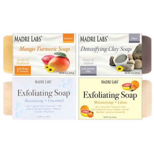 Madre Labs, 4 Cleansing Bar Soaps, Variety Pack, 4 Scents, 5 oz (141 g) Each Review