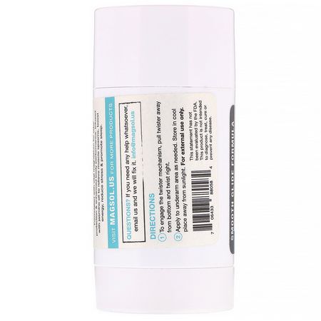 Deodorant, Bath: Magsol, Magnesium Deodorant, Jasmine, 2.8 oz (80 g)