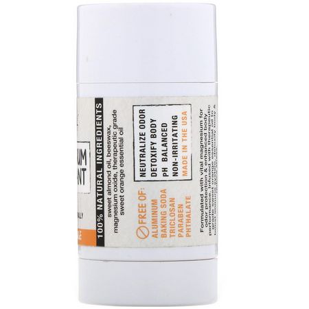 Deodorant, Bath: Magsol, Magnesium Deodorant, Sweet Orange, 2.8 oz (80 g)