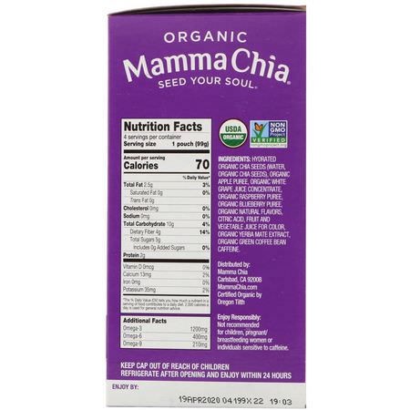 Pressa Påsar, Mellanmål: Mamma Chia, Organic Chia Energy Squeeze, Berry Burst, 4 Pouches, 3.5 oz (99 g) Each