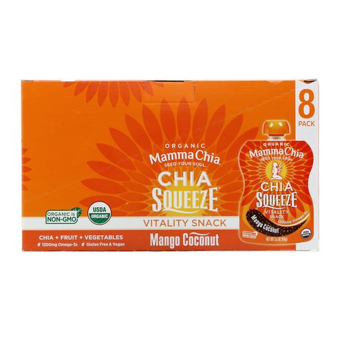 Mamma Chia, Organic, Chia Squeeze, Vitality Snack, Mango Coconut, 8 Squeeze, 3.5 oz (99 g) Each Review