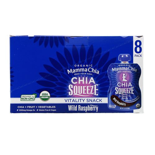 Mamma Chia, Organic Chia Squeeze, Vitality Snack, Wild Raspberry, 8 Squeeze, 3.5 oz (99 g) Each Review