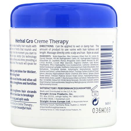 Balsam, Hårvård, Bad: Mane 'n Tail, Herbal Gro, Leave-In Creme Therapy, 5.5 oz (156 g)