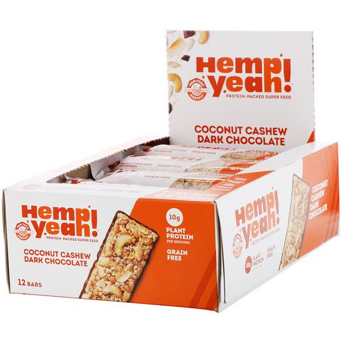 Manitoba Harvest, Hemp Yeah! Protein-Packed Super Seed Bar, Coconut Cashew Dark Chocolate, 12 Bars, 1.59 oz (45 g) Each Review