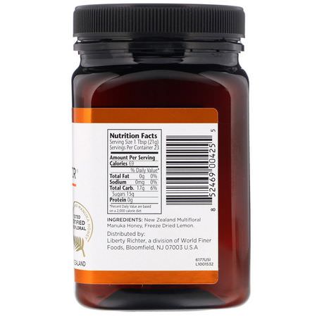 Manuka Honung, Biprodukter, Kosttillskott: Manuka Doctor, Manuka Honey Multifloral with Lemon, MGO 45+, 1.1 lb (500 g)