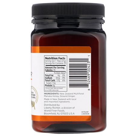 Ginger Foods, Superfood, Manuka Honey, Bee Products: Manuka Doctor, Manuka Honey Multifloral with Ginger, MGO 45+, 1.1 lbs (500 g)