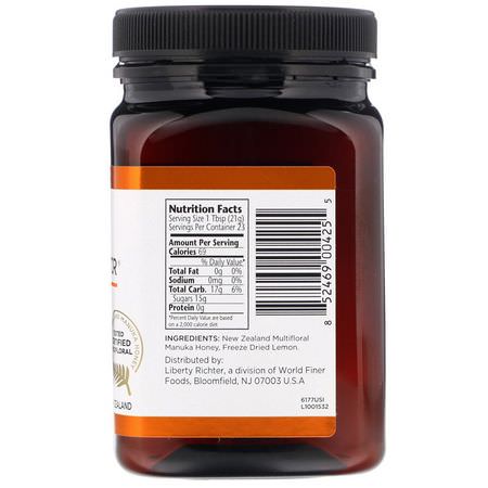 Manuka Honung, Biprodukter, Kosttillskott: Manuka Doctor, Manuka Honey Multifloral with Lemon, MGO 45+, 1.1 lb (500 g)
