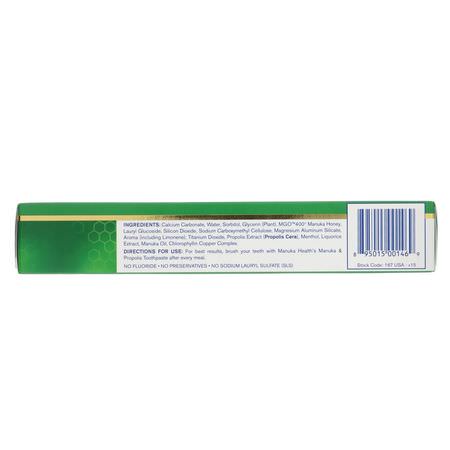 Fluorfri, Tandkräm, Munvård, Bad: Manuka Health, Manuka & Propolis Toothpaste With Manuka Oil, 3.53 oz (100 g)