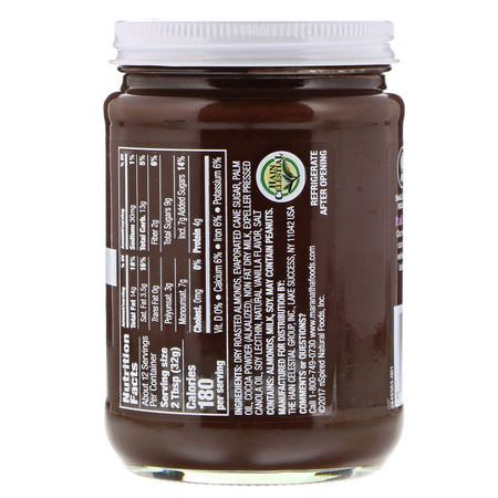 Mandelsmör, Konserver, Spridningar, Ryggar: MaraNatha, Dark Chocolate Almond Butter, Creamy, 13 oz (368 g)