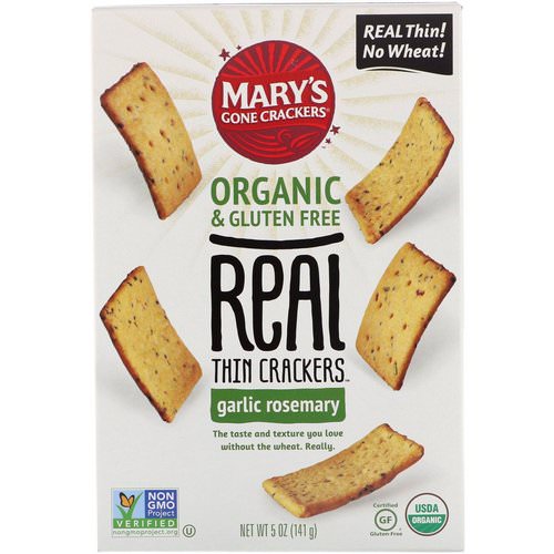 Mary's Gone Crackers, Real Thin Crackers, Garlic Rosemary, 5 oz (141 g) Review