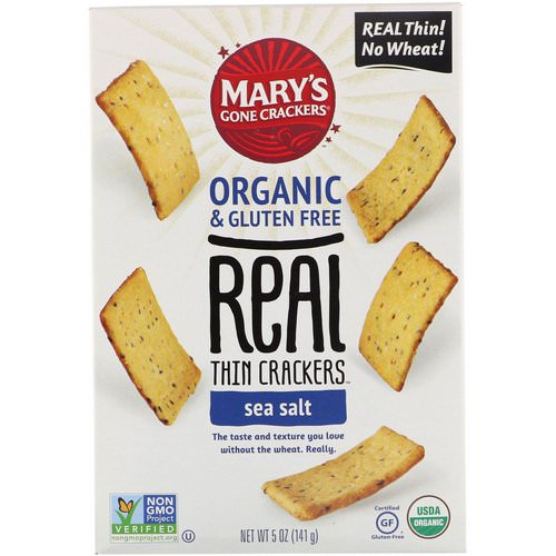 Mary's Gone Crackers, Real Thin Crackers, Sea Salt, 5 oz (141 g) Review