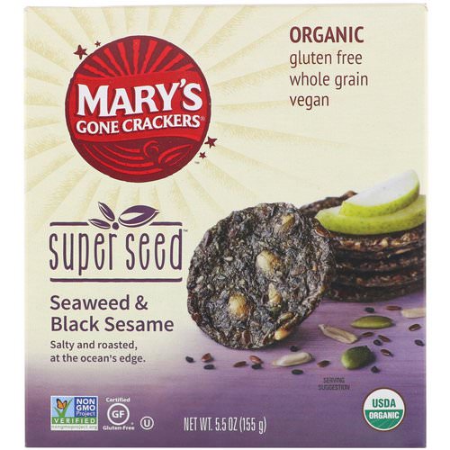 Mary's Gone Crackers, Super Seed Crackers, Seaweed & Black Sesame, 5.5 oz (155 g) Review