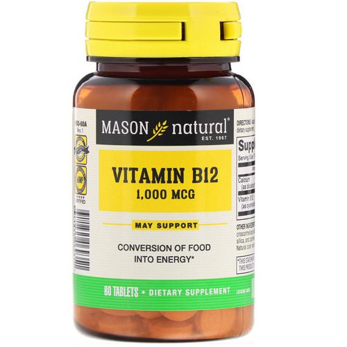 Mason Natural, Vitamin B12, 1000 mcg, 60 Tablets Review