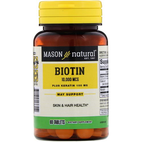 Mason Natural, Biotin Plus Keratin, 10,000 mcg, 60 Tablets Review